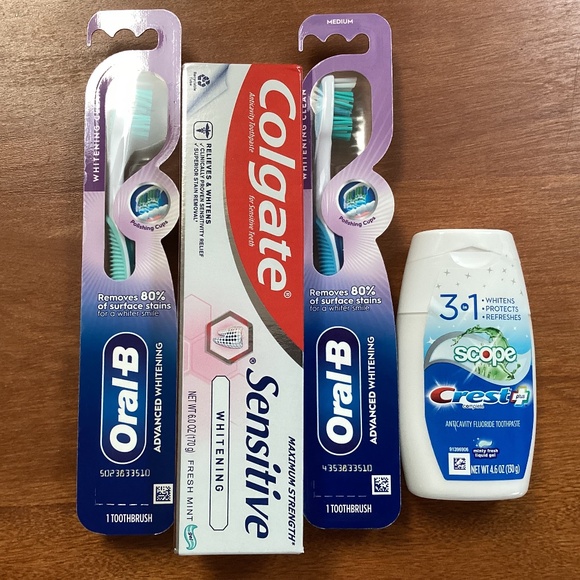 Oral Care Bundle of 4 Toothbrushes and Toothpastes New/Sealed - Picture 1 of 3